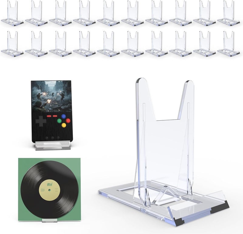 JCrunaway Acrylic Book Stands for Display,20 Pack Adjustable Book Display Stand Small Easels for Display Magazine Comic Book CD Display DVD Postcard Holder - Image 1